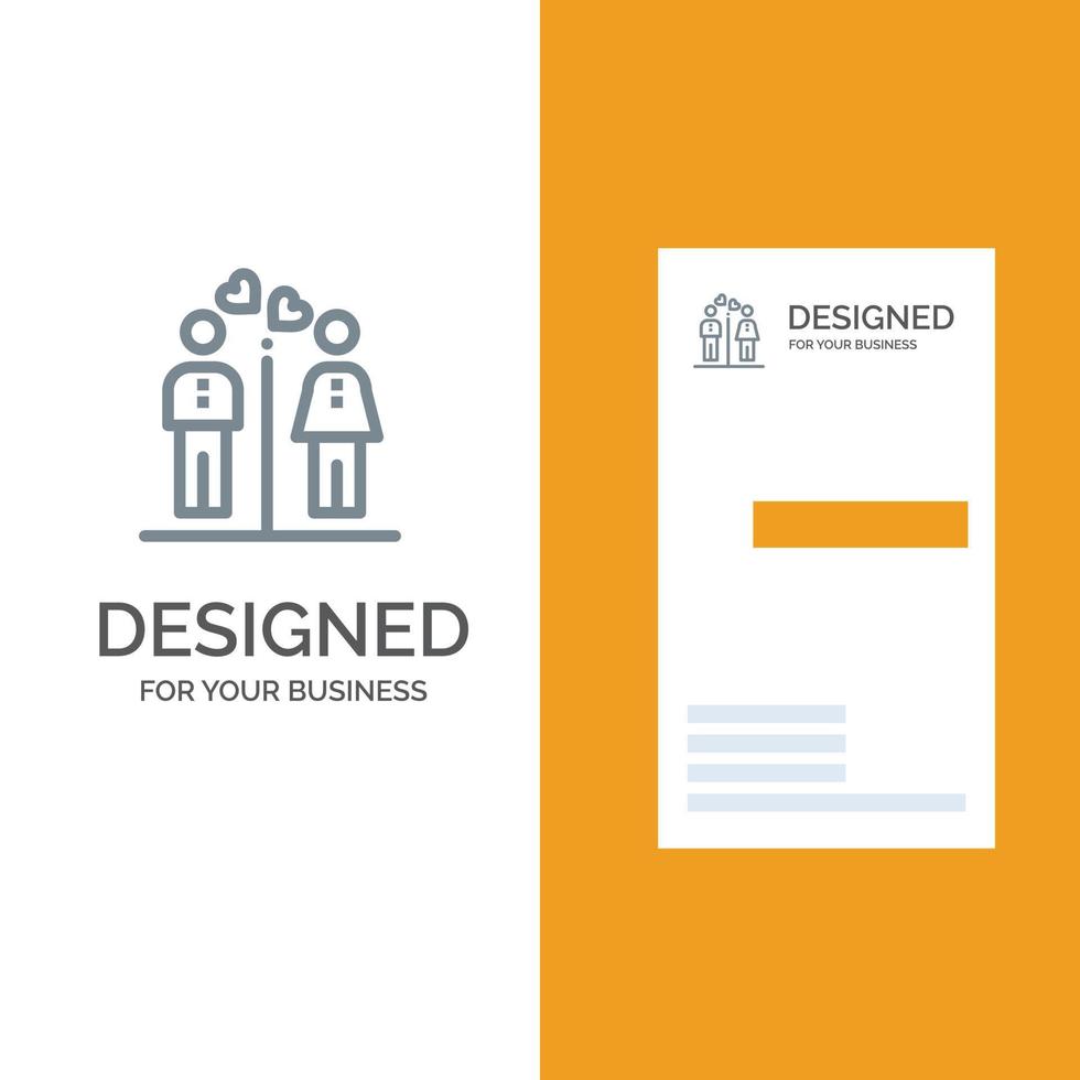 Men Women Couple Boy Girl Grey Logo Design and Business Card Template vector