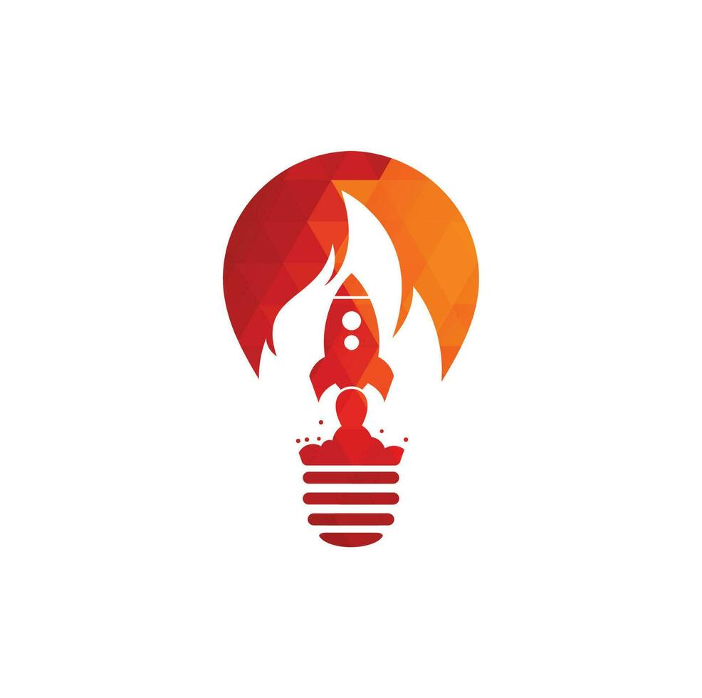 Rocket fire bulb shape concept logo design. Fire and rocket logo combination. Flame and airplane symbol or icon. vector