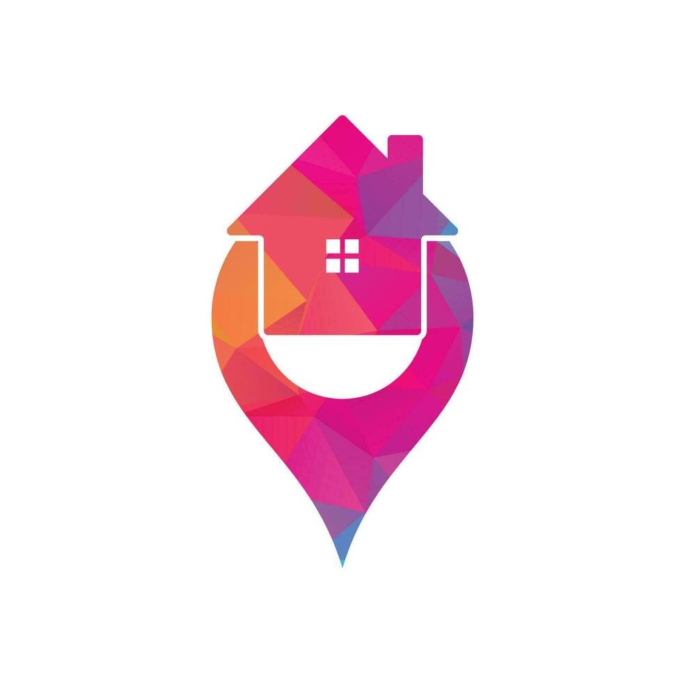 House point logo vector. Pin icon with home combination. Creative gps map point location symbol concept. vector