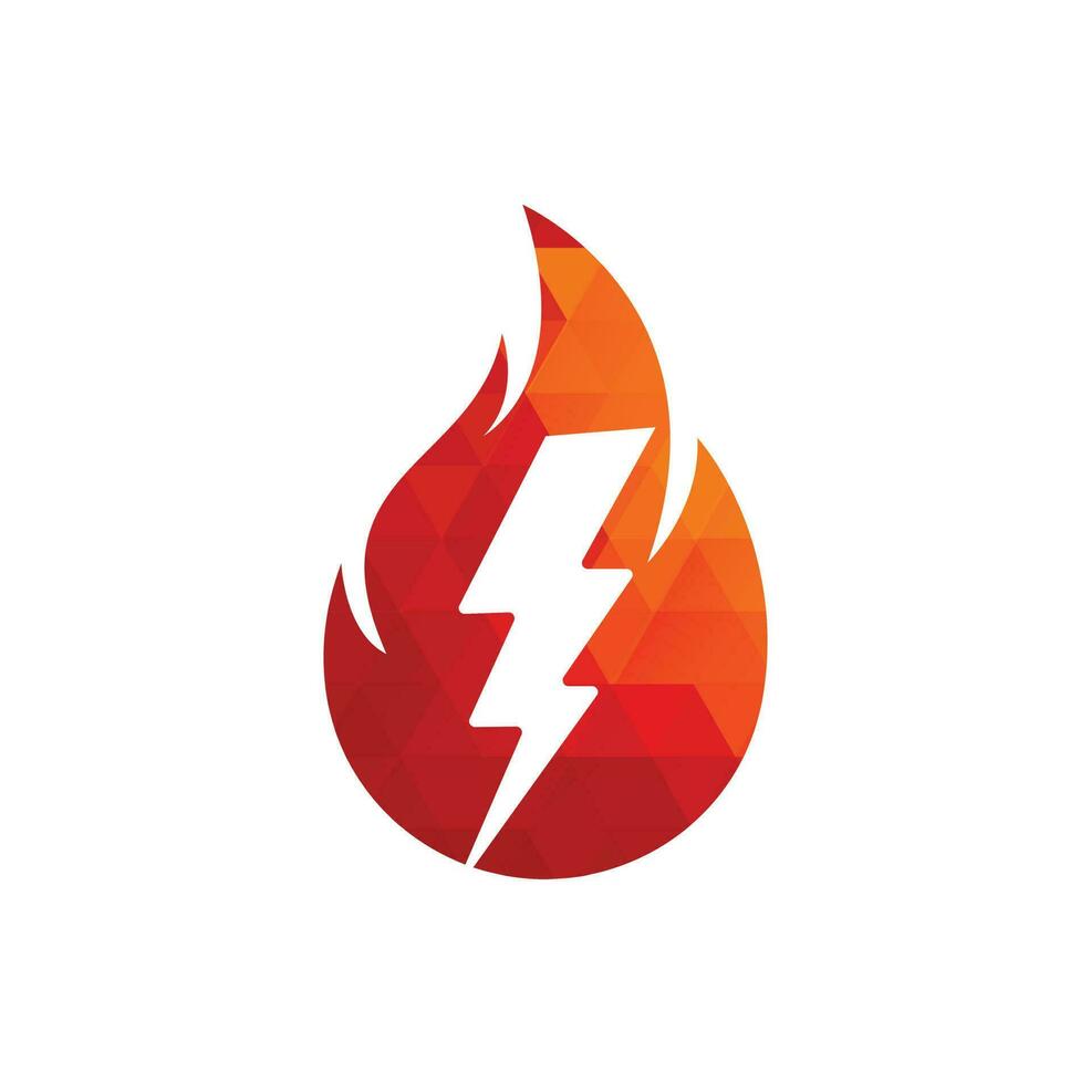 Fire Flame and Flash Lightning Thunder Bolt Logo Icon. vector