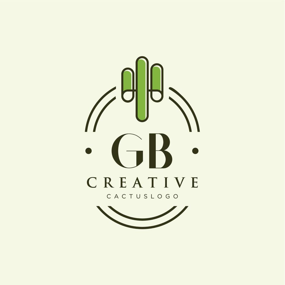 gb letra inicial vector de logotipo de cactus verde