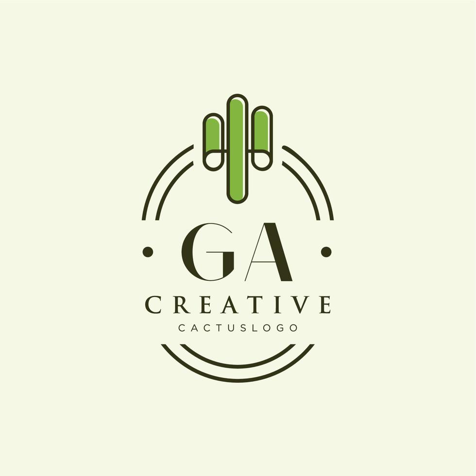 ga letra inicial vector de logotipo de cactus verde