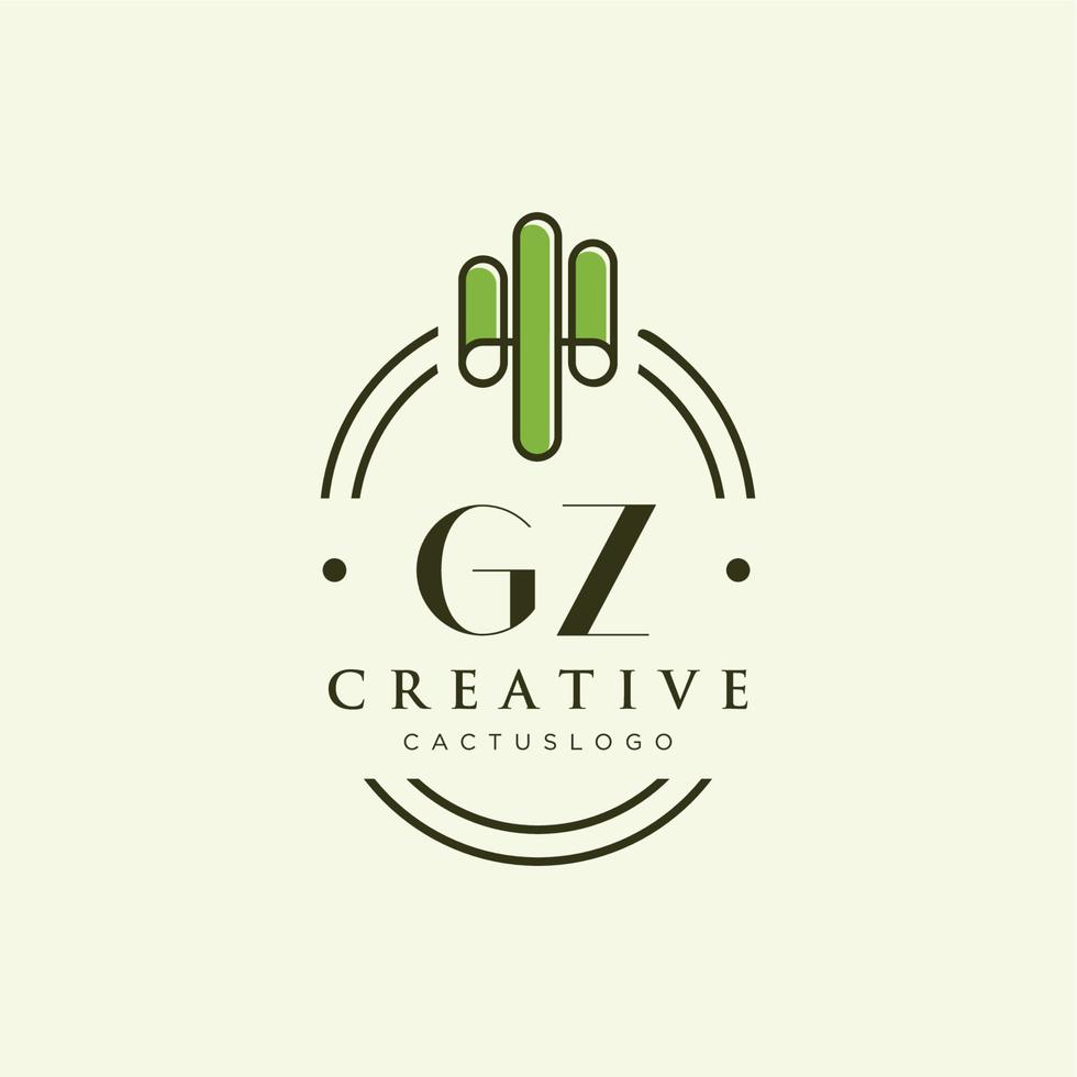 GZ Initial letter green cactus logo vector