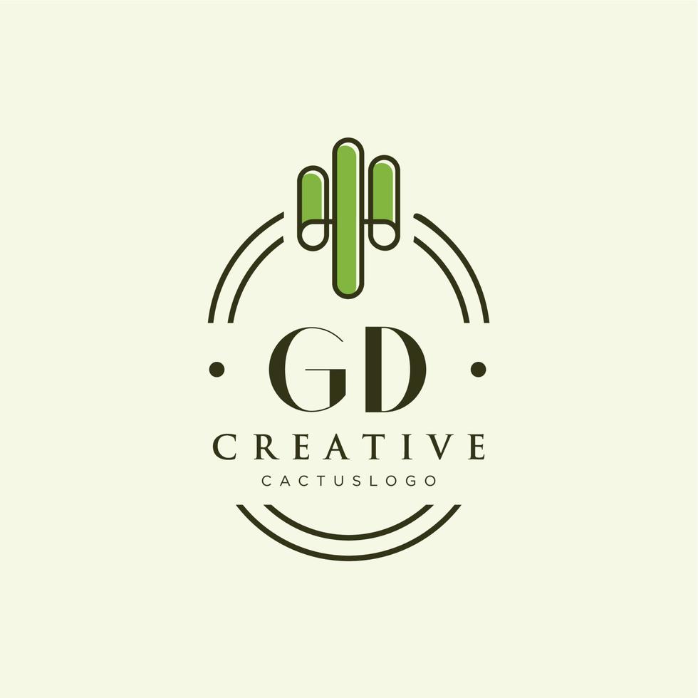 vector de logotipo de cactus verde de letra inicial gd