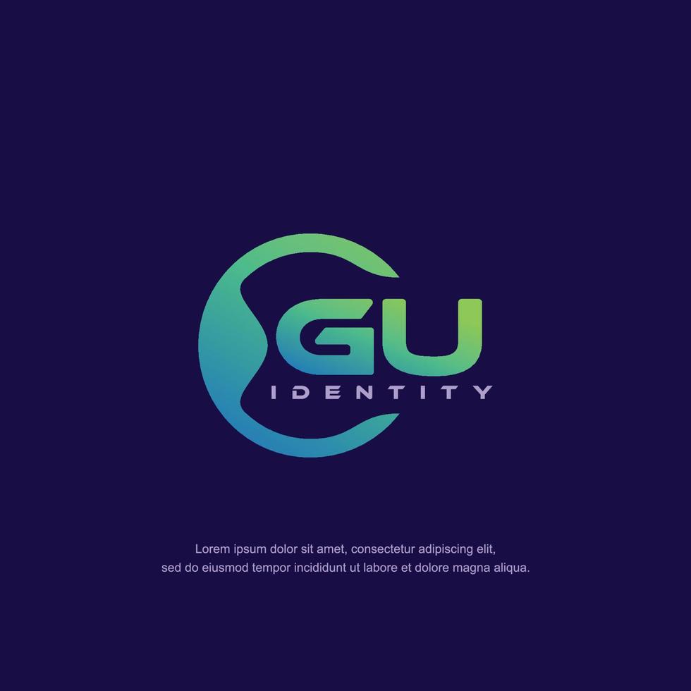 GU Initial letter circular line logo template vector with gradient color blend