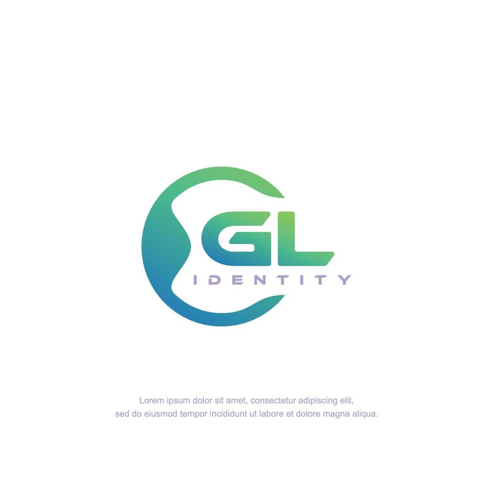 vector de plantilla de logotipo de línea circular de letra inicial gl con mezcla de color degradado