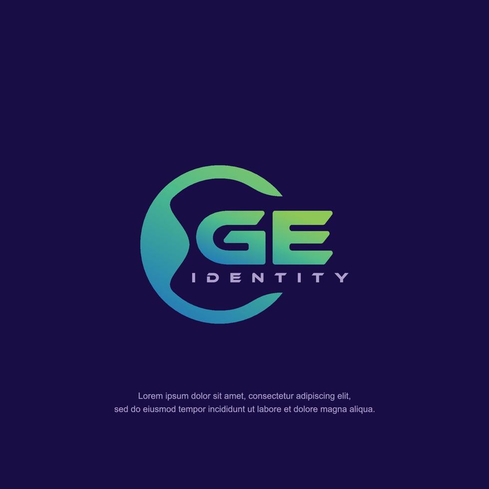 GE Initial letter circular line logo template vector with gradient color blend