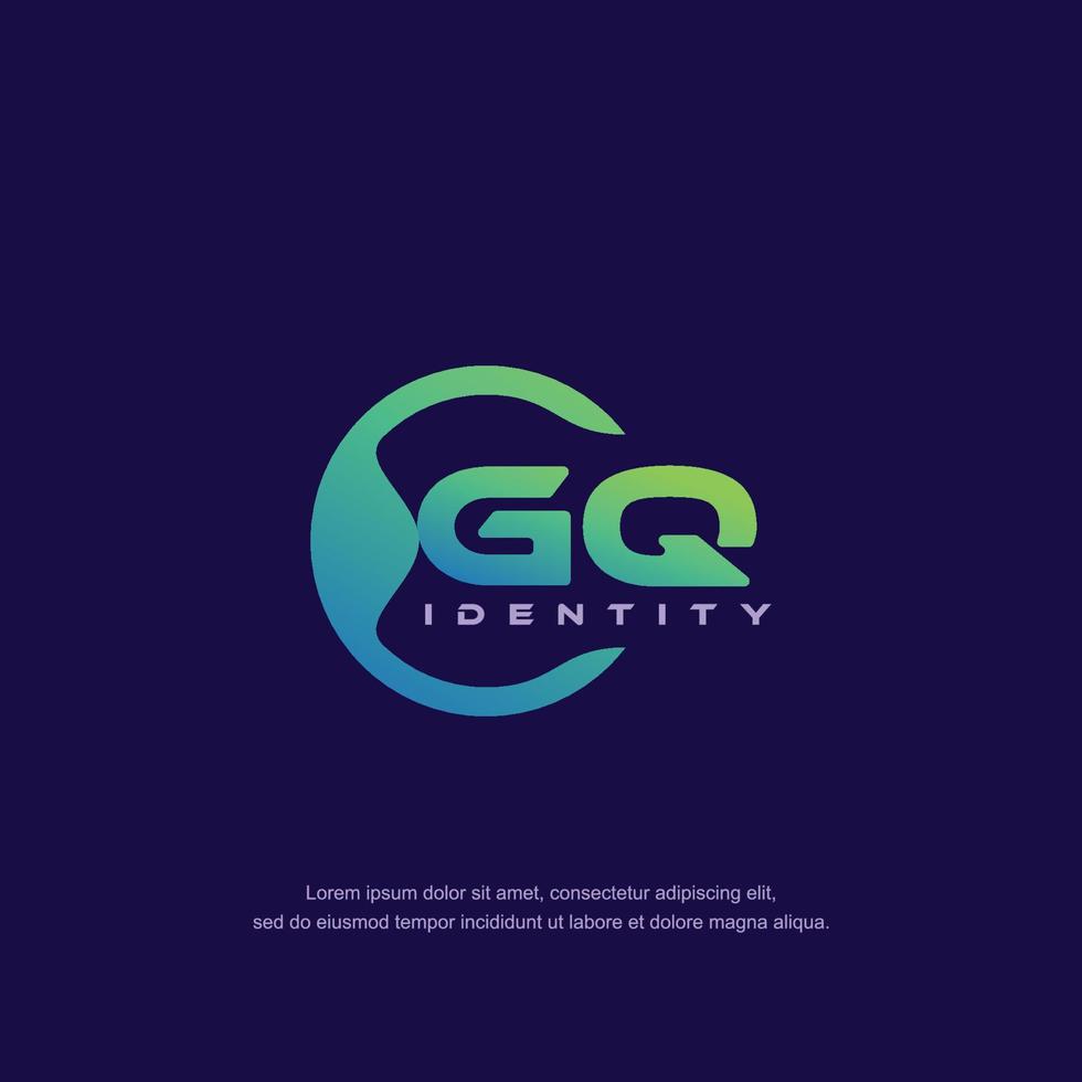 GQ Initial letter circular line logo template vector with gradient color blend