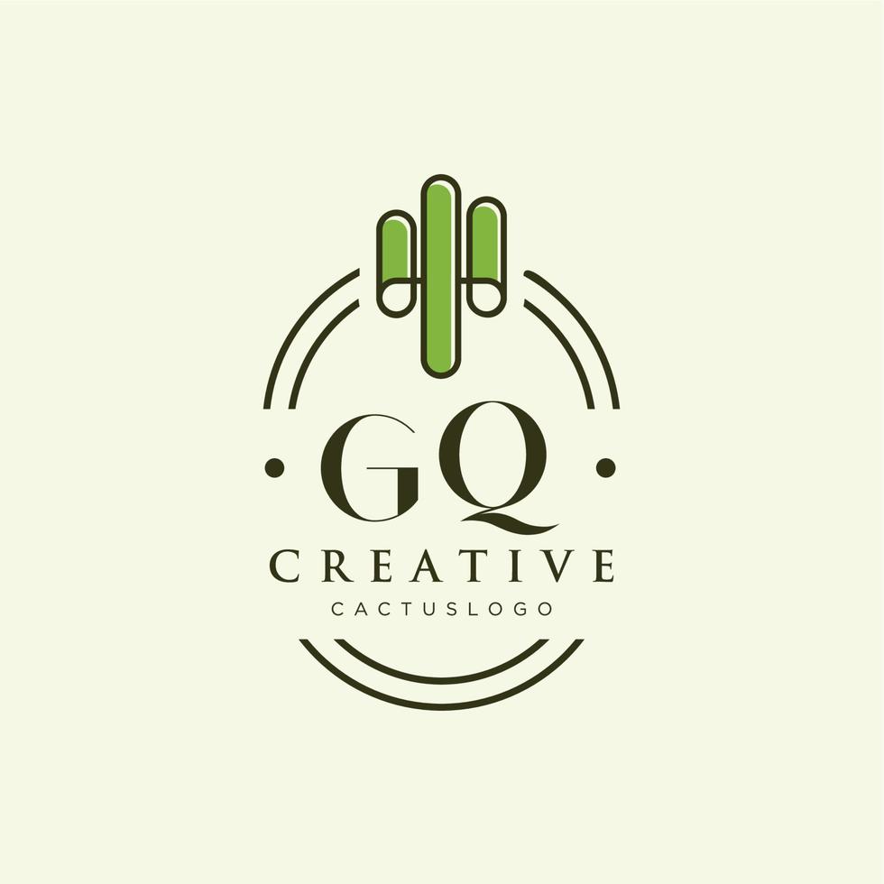 gq letra inicial vector de logotipo de cactus verde