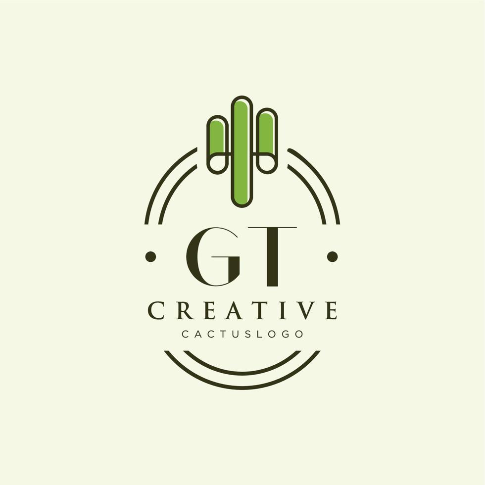 GT Initial letter green cactus logo vector