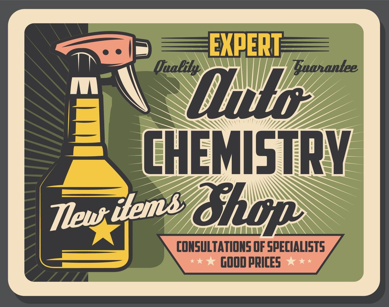 Car care store vintage poster for vehicle service vector
