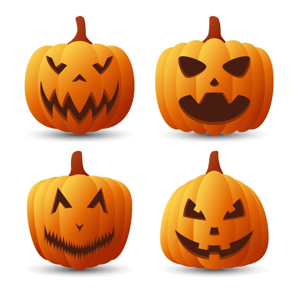 Halloween Pumpkin Face Collection, Vector illustration