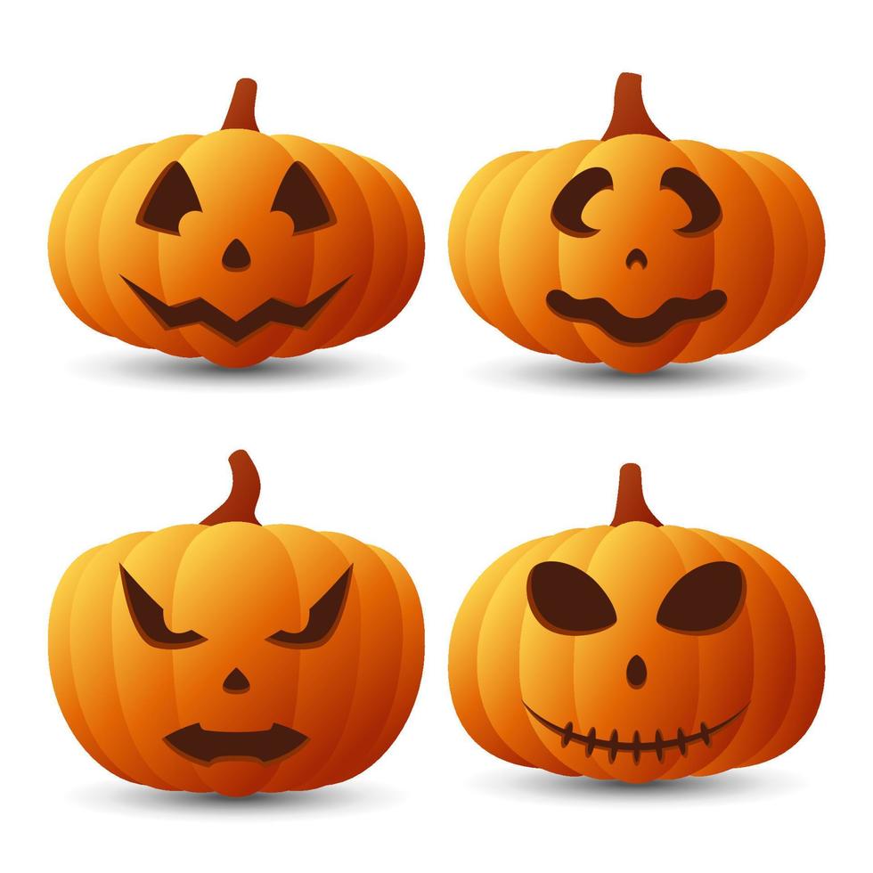 Halloween Pumpkin Face Collection, Vector illustration