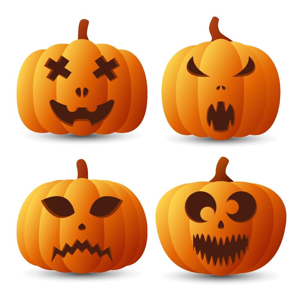 colección de cara de calabaza de Halloween, ilustración vectorial vector