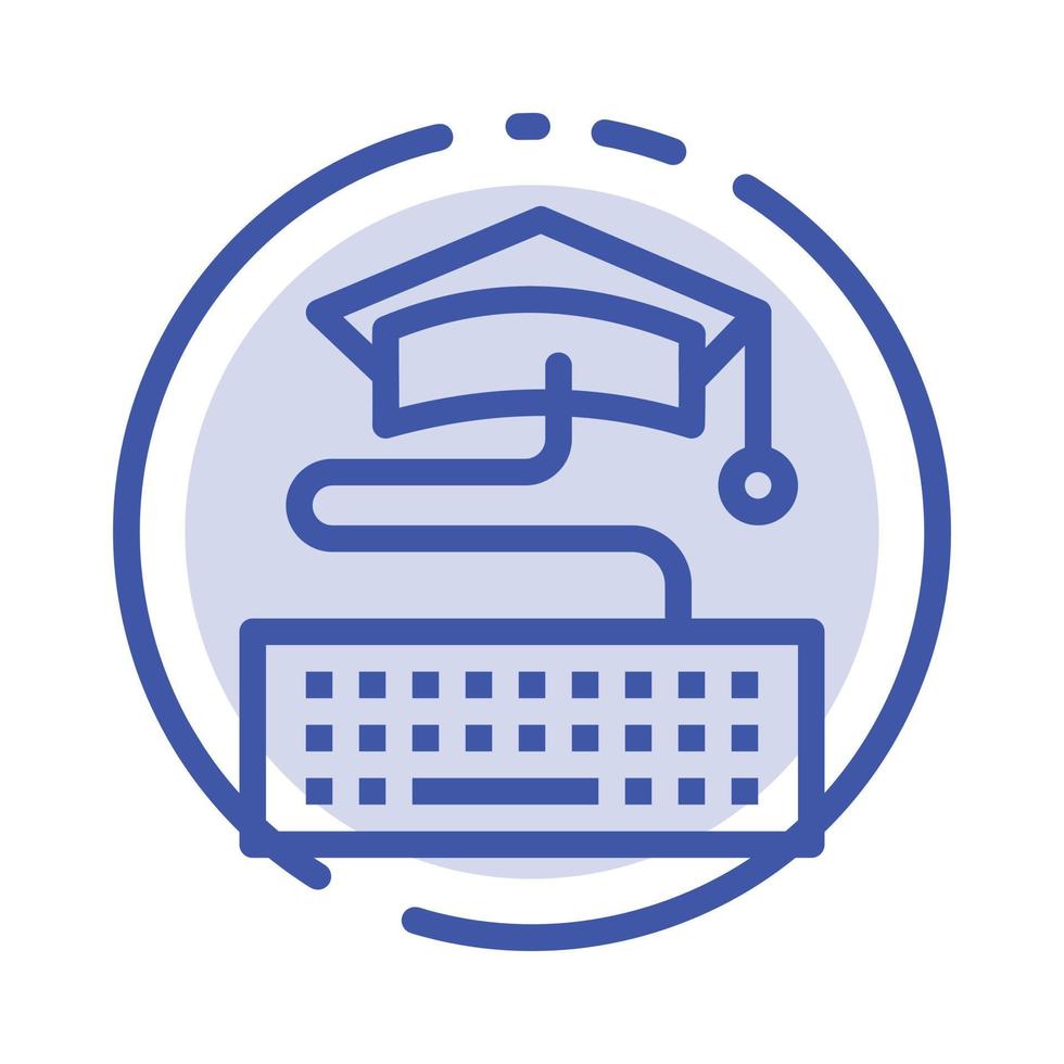 Key Keyboard Education Graduation Blue Dotted Line Line Icon vector