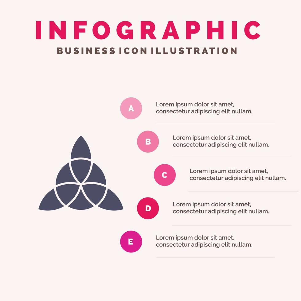 Celtic Ireland Flower Solid Icon Infographics 5 Steps Presentation Background vector
