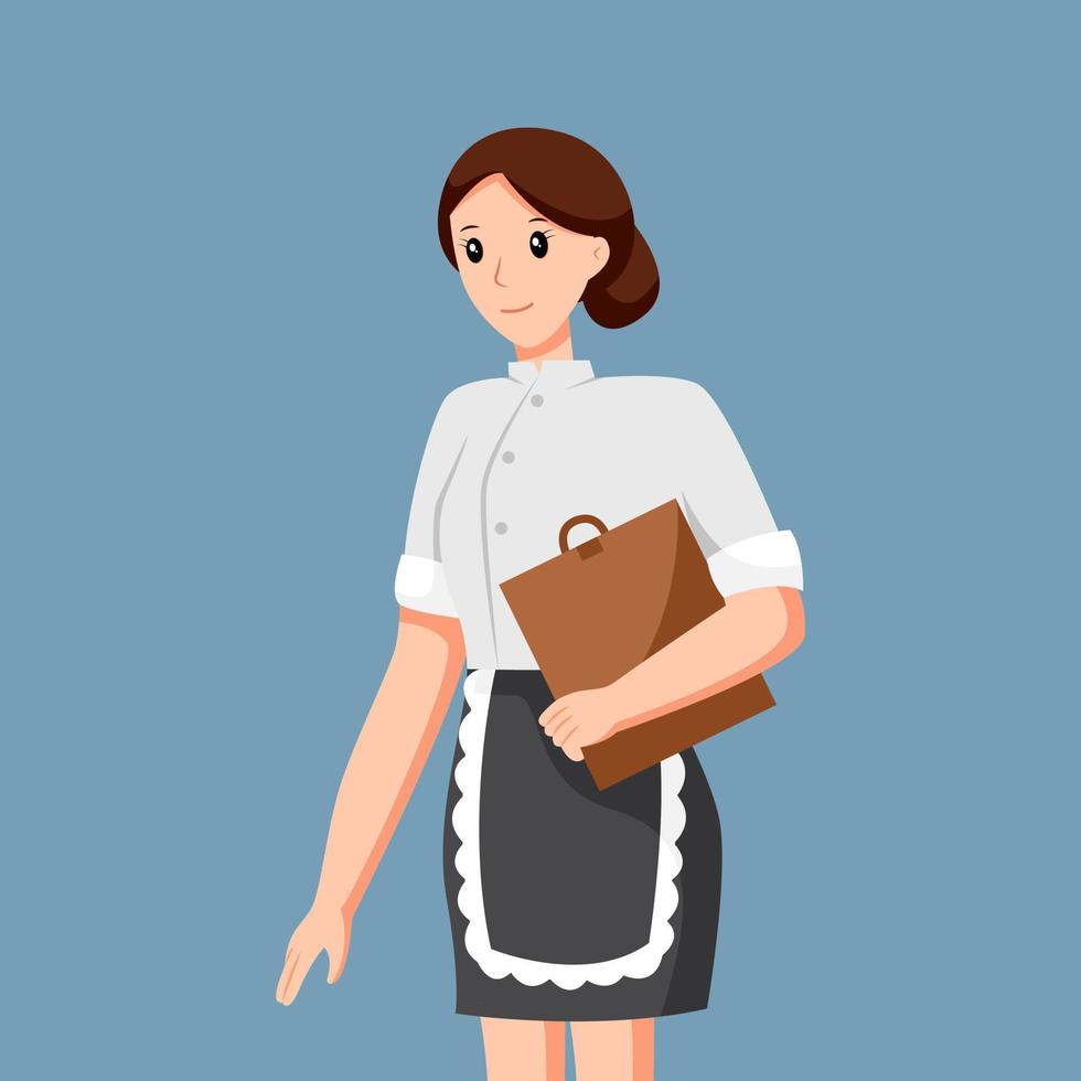 Waiters Girl Profession Character Design Illustration vector