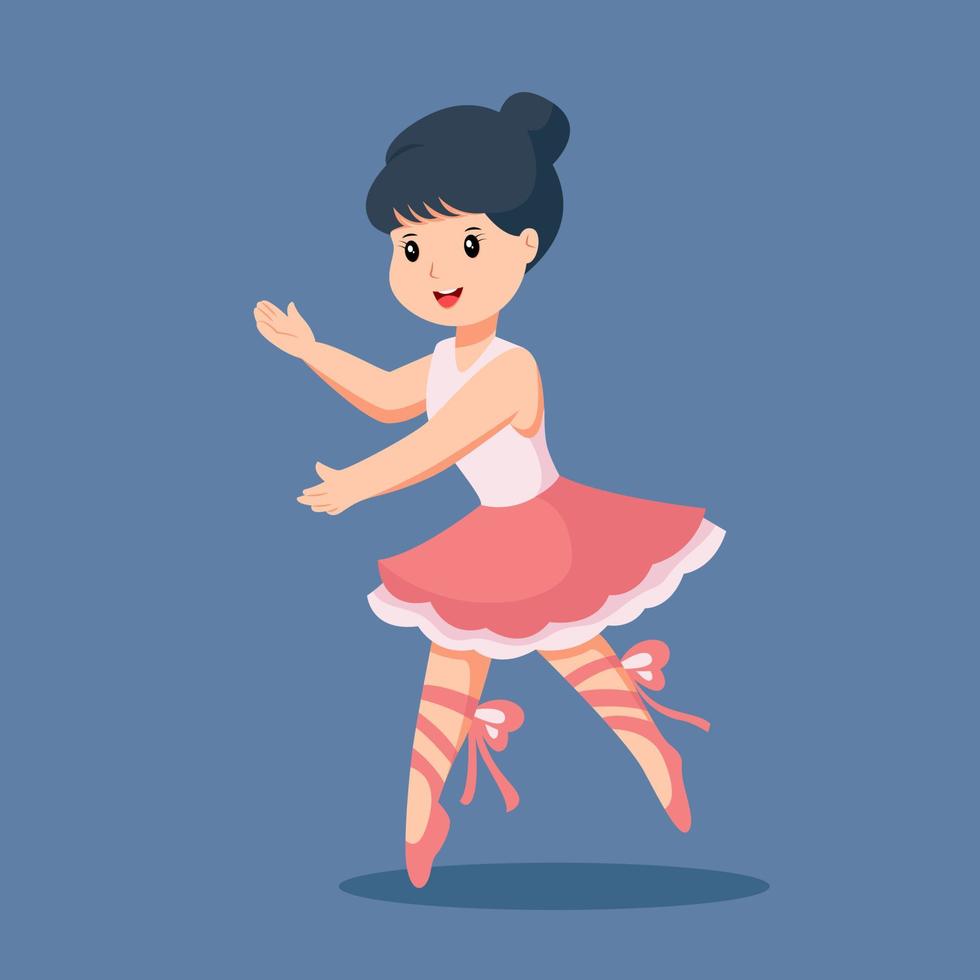 Little Girl Ballerina Profession Character Design Illustration vector