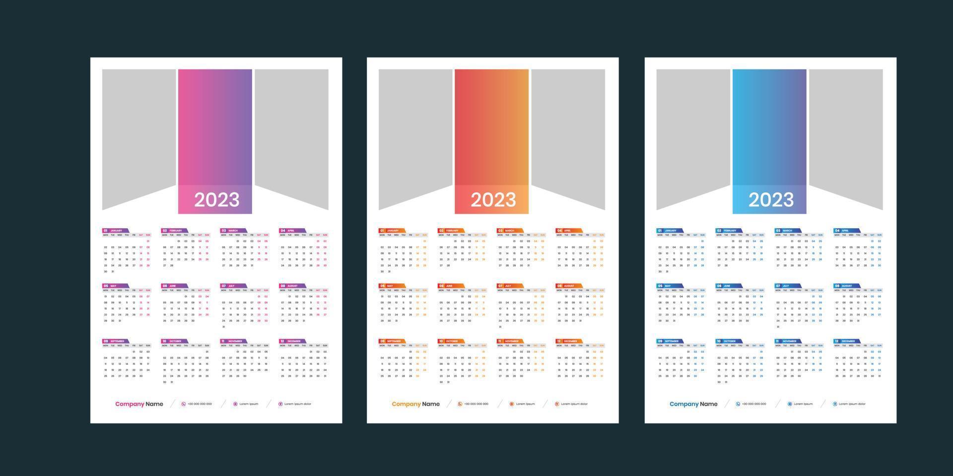 calendario de pared 2023 vector