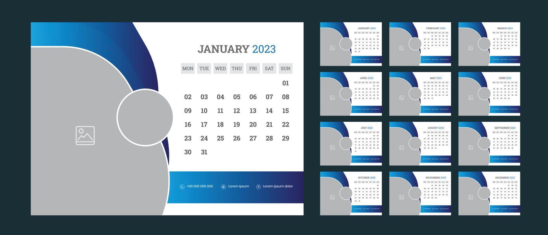 diseño de calendario de escritorio 2023 vector