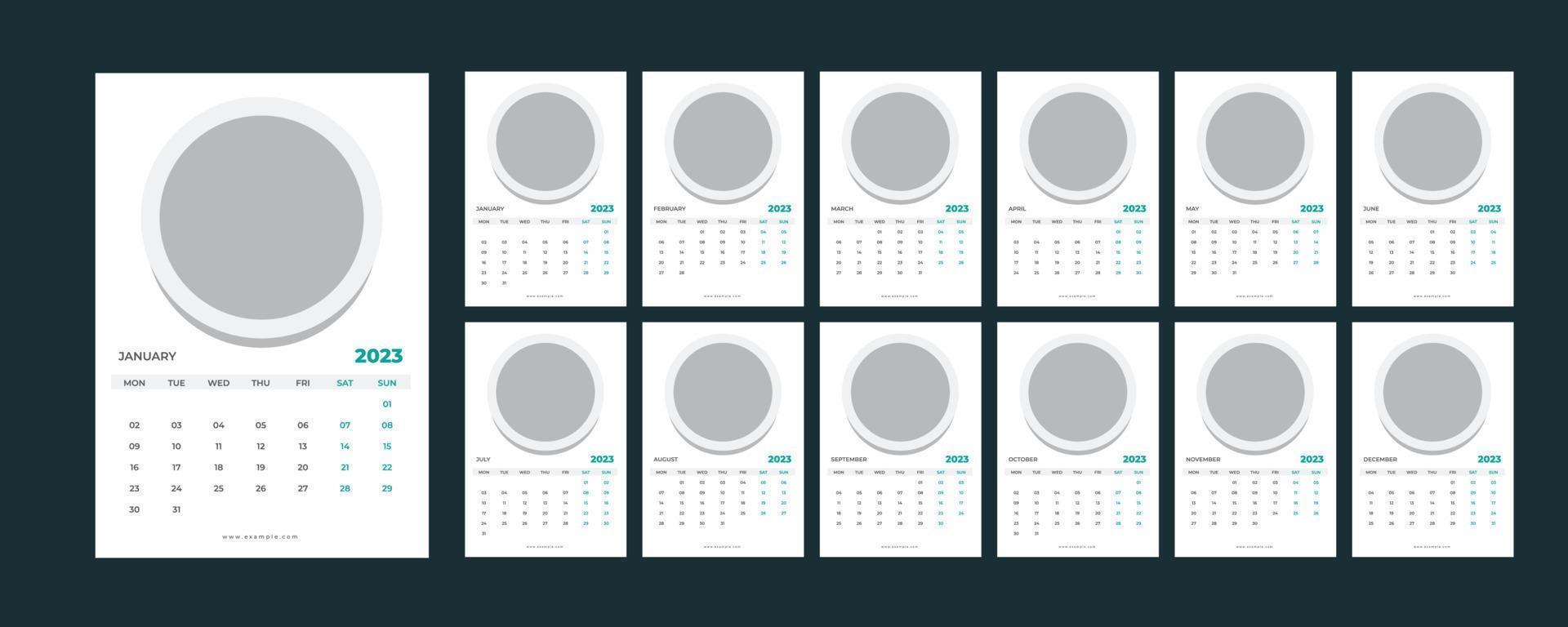 calendario de pared 2023. vector