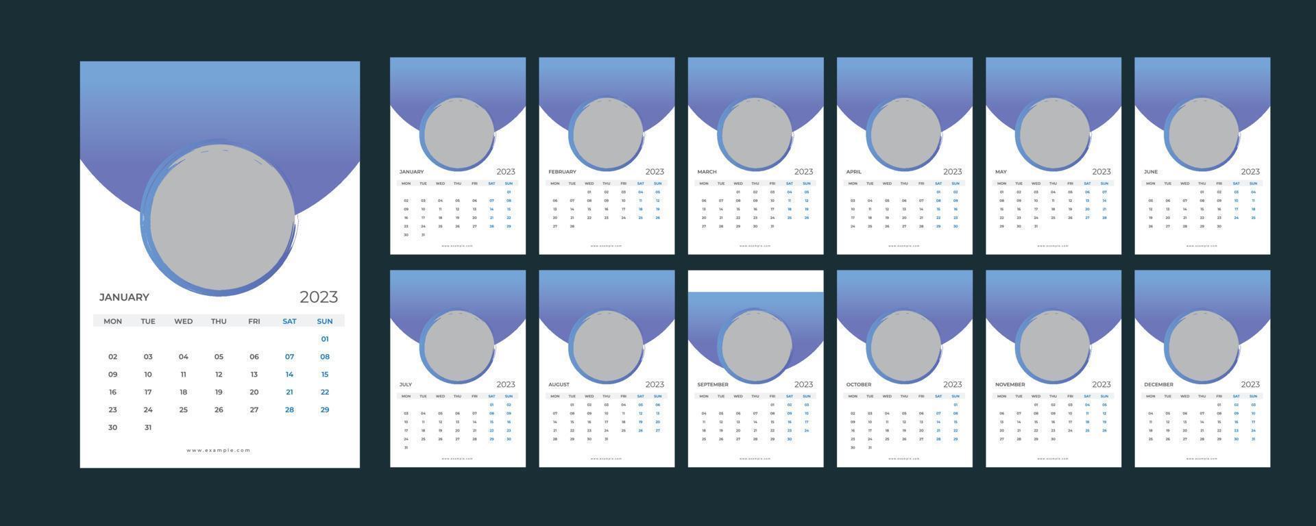 calendario de pared 2023. vector