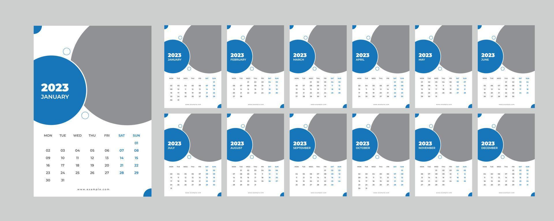 Wall Calendar 2023. vector