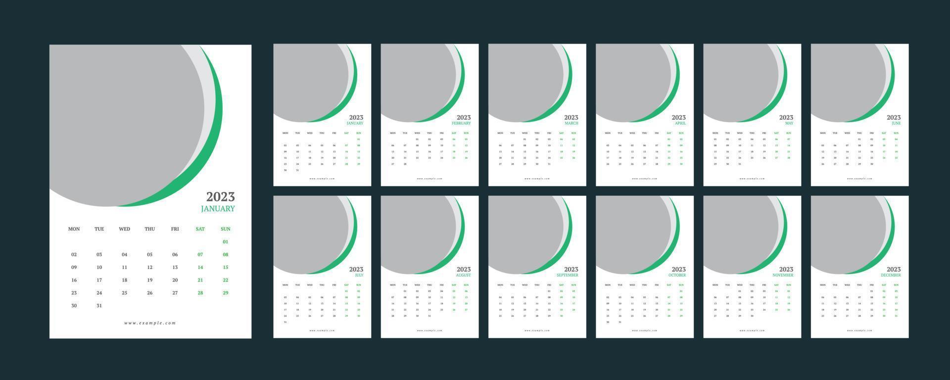 Wall Calendar 2023. vector