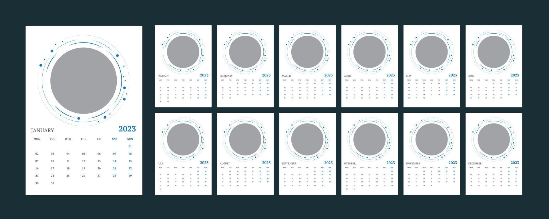 Wall Calendar 2023. vector