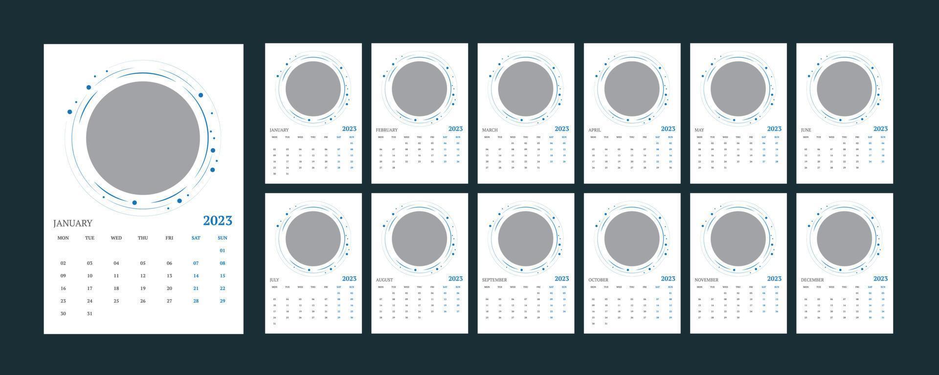 calendario de pared 2023. vector