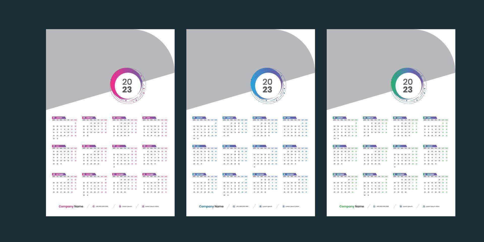 calendario de pared 2023 vector