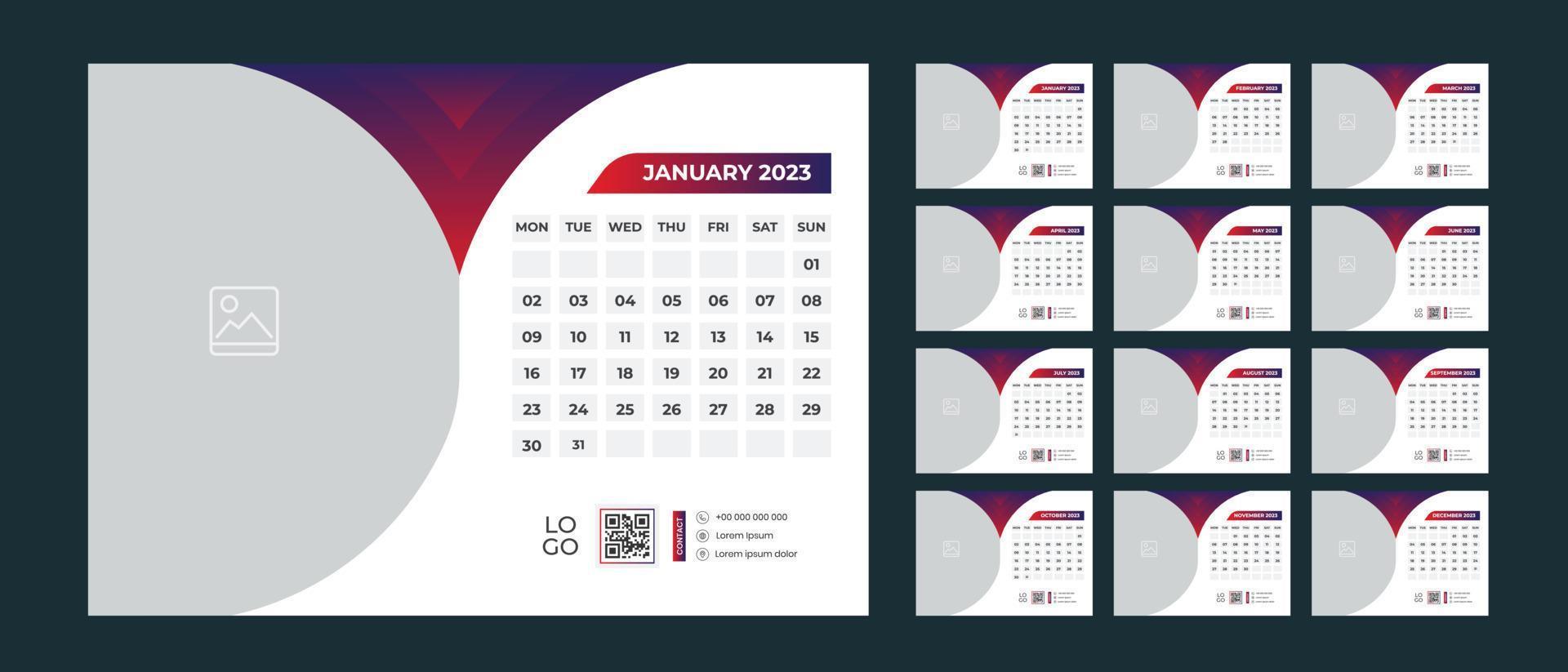 diseño de calendario de escritorio 2023 vector