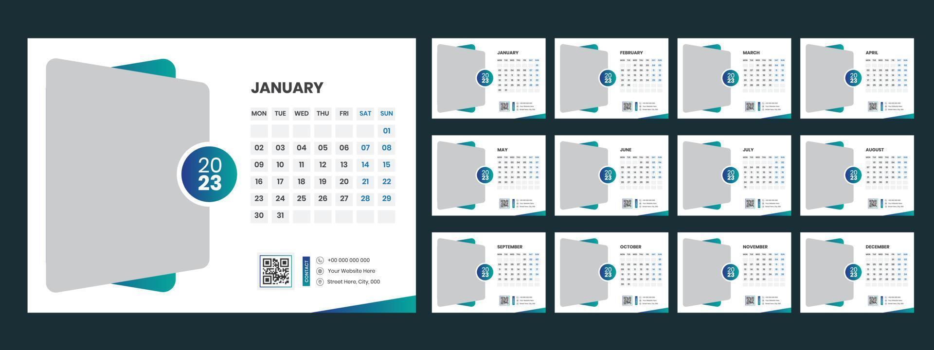 diseño de calendario de escritorio 2023 vector