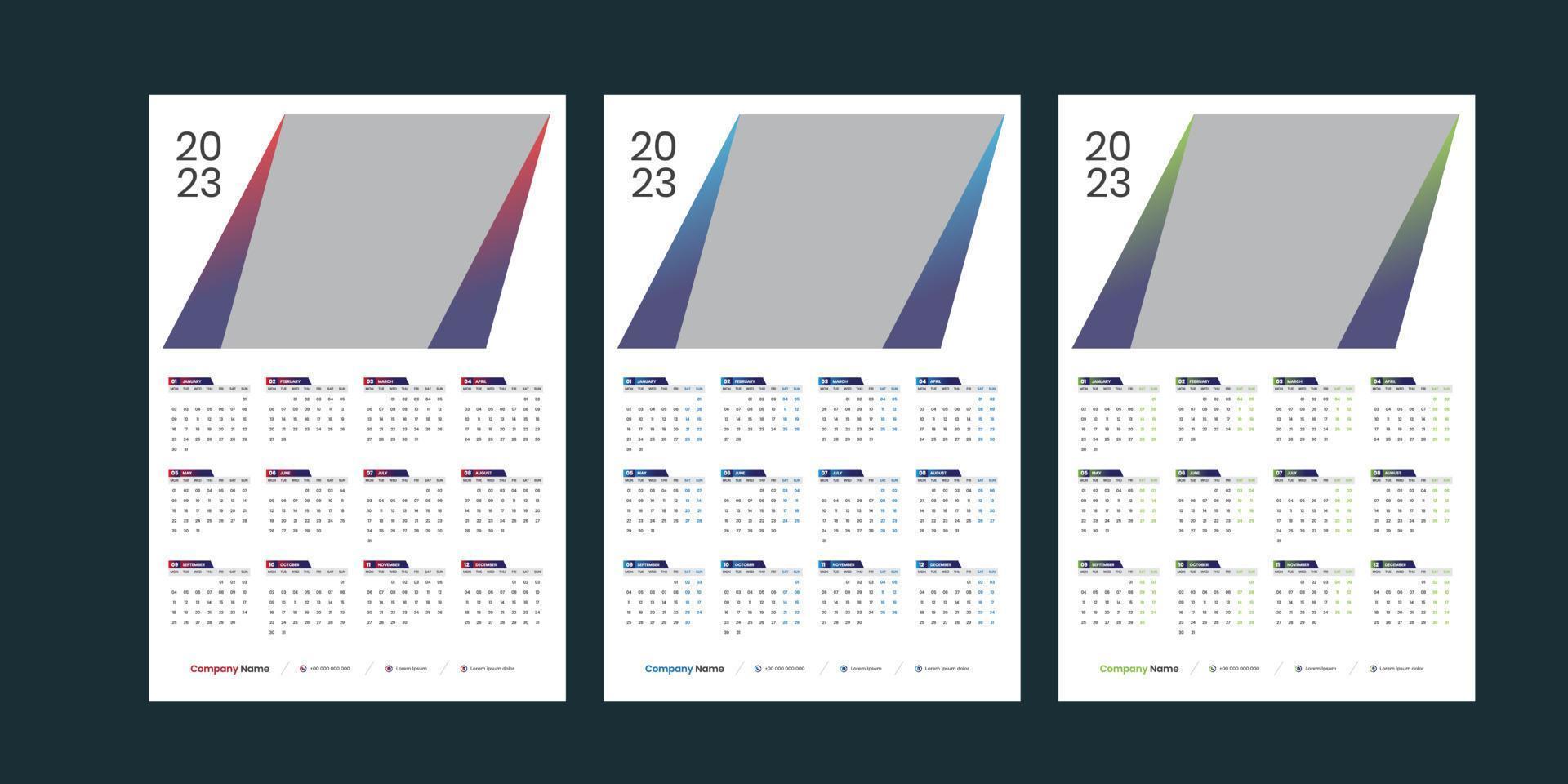 calendario de pared 2023 vector