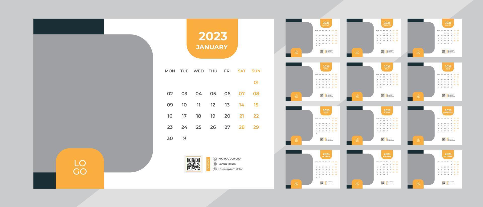 diseño de calendario de escritorio 2023 vector