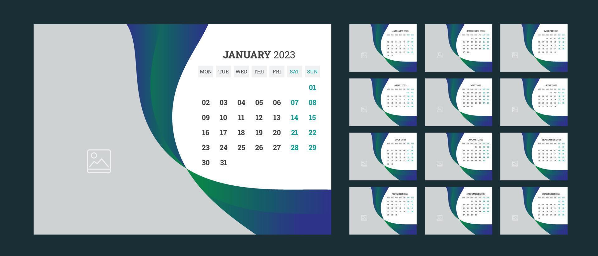 diseño de calendario de escritorio 2023 vector