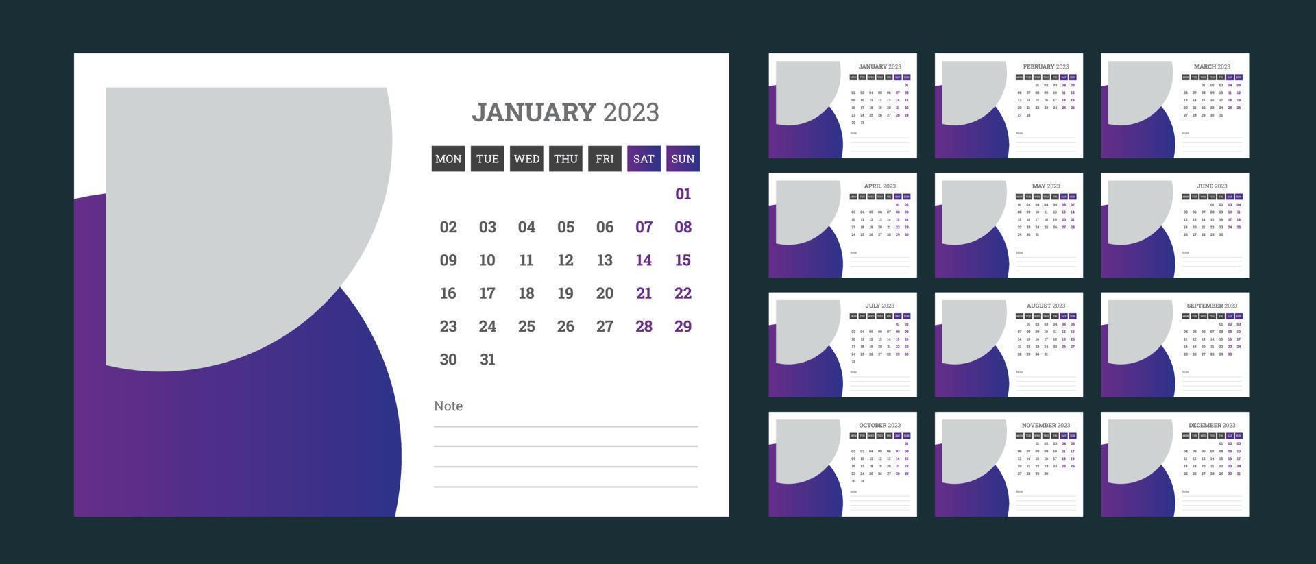 diseño de calendario de escritorio 2023 vector