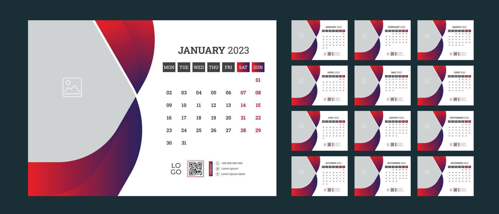 Desk Calendar Design 2023 13195362 Vector Art at Vecteezy