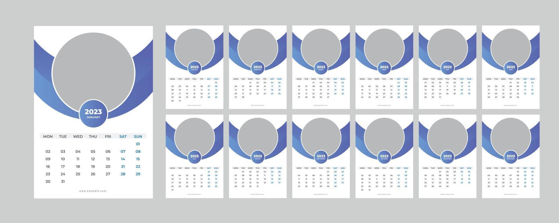 Wall Calendar 2023. vector