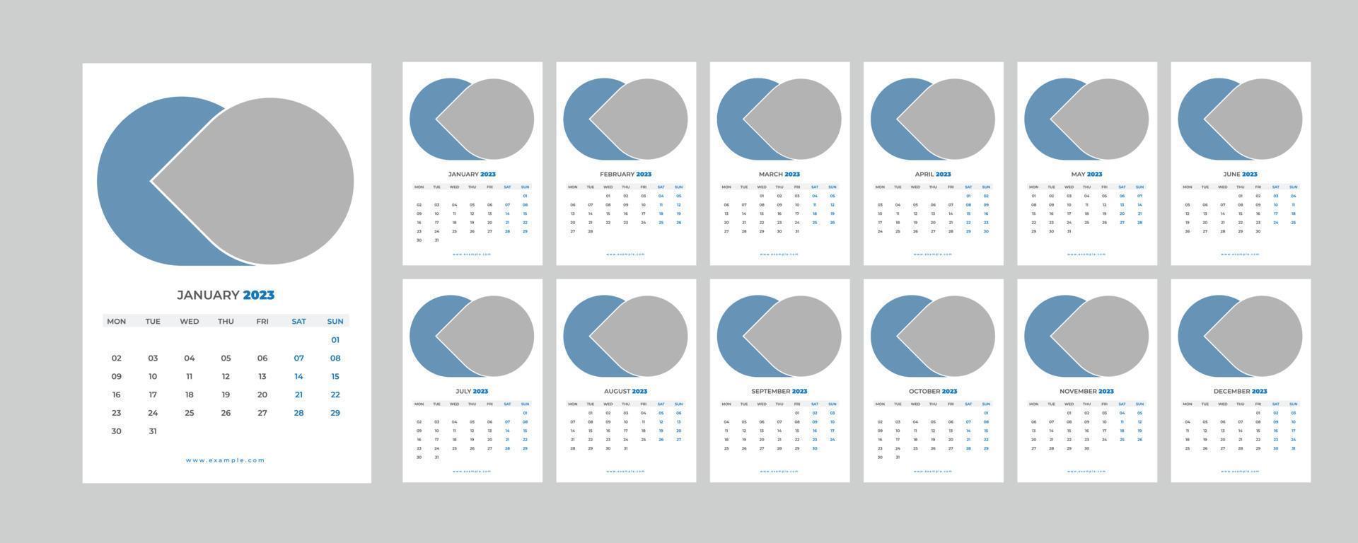 calendario de pared 2023. vector