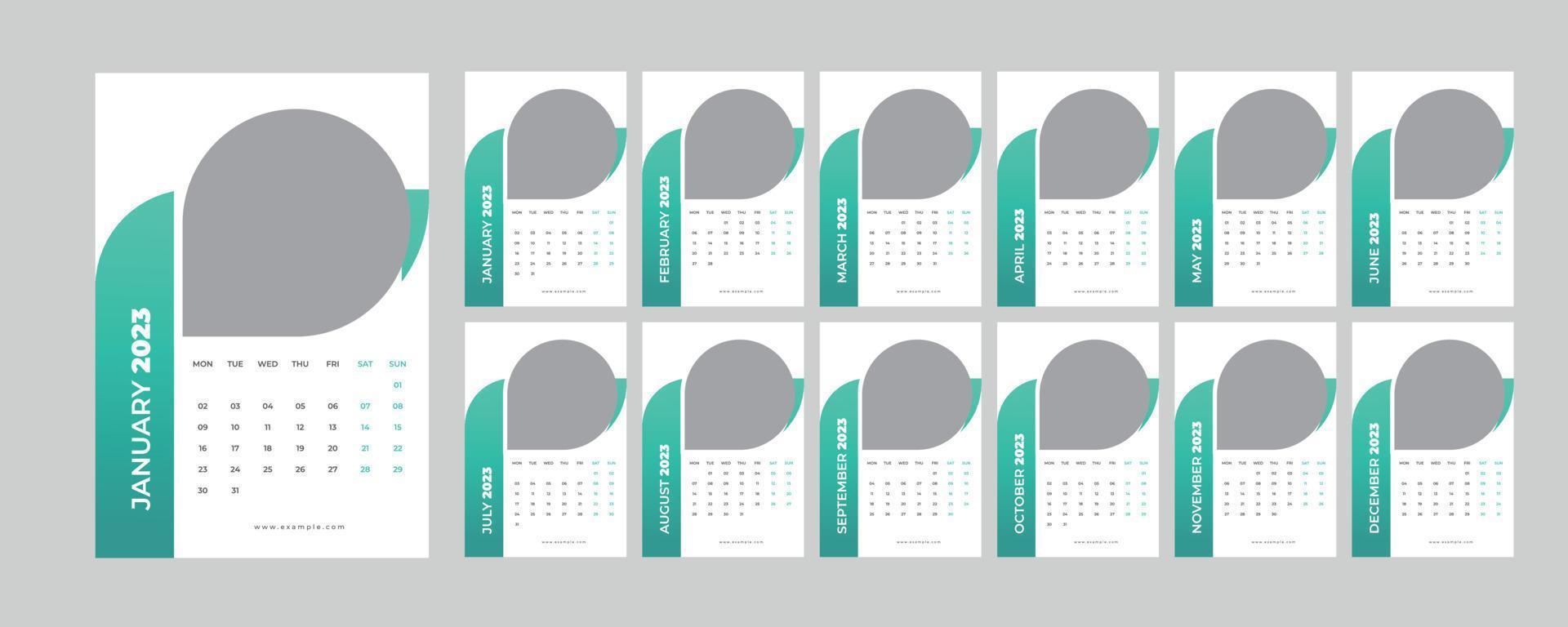 Wall Calendar 2023. vector