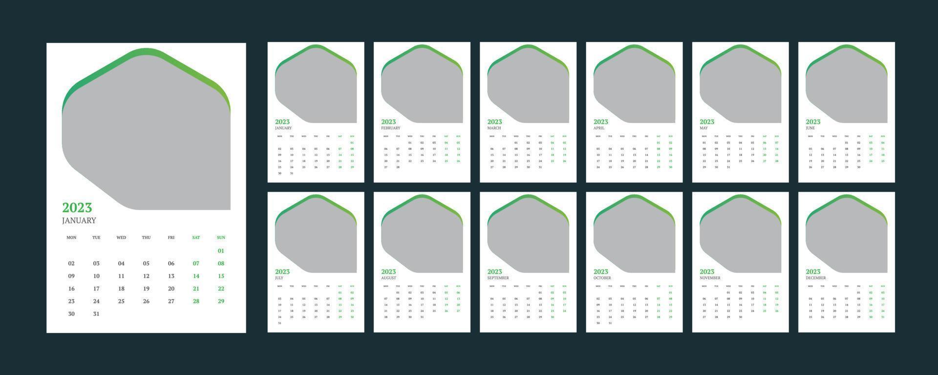 Wall Calendar 2023. vector