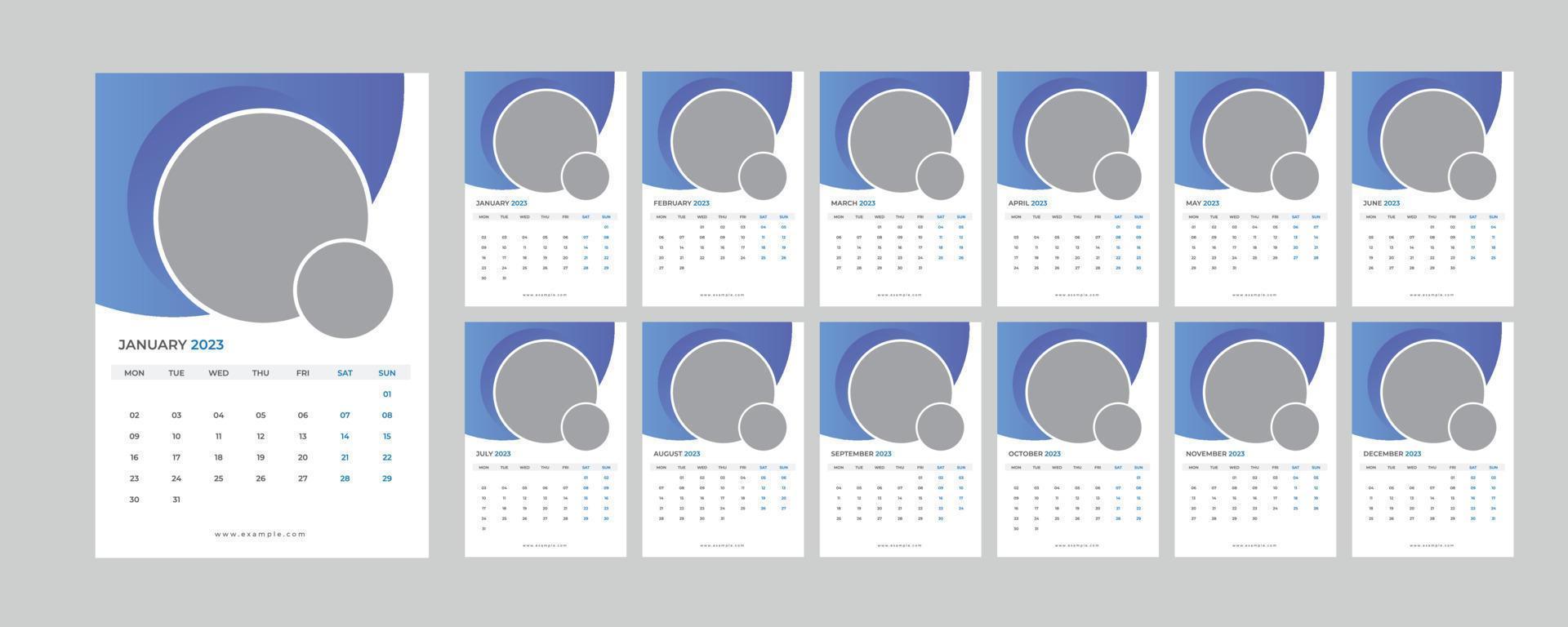 calendario de pared 2023. vector