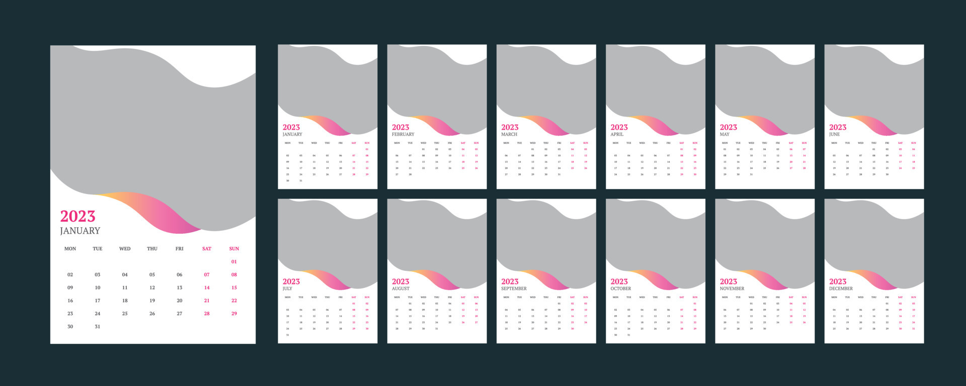 Wall Calendar 2023. 13195376 Vector Art at Vecteezy