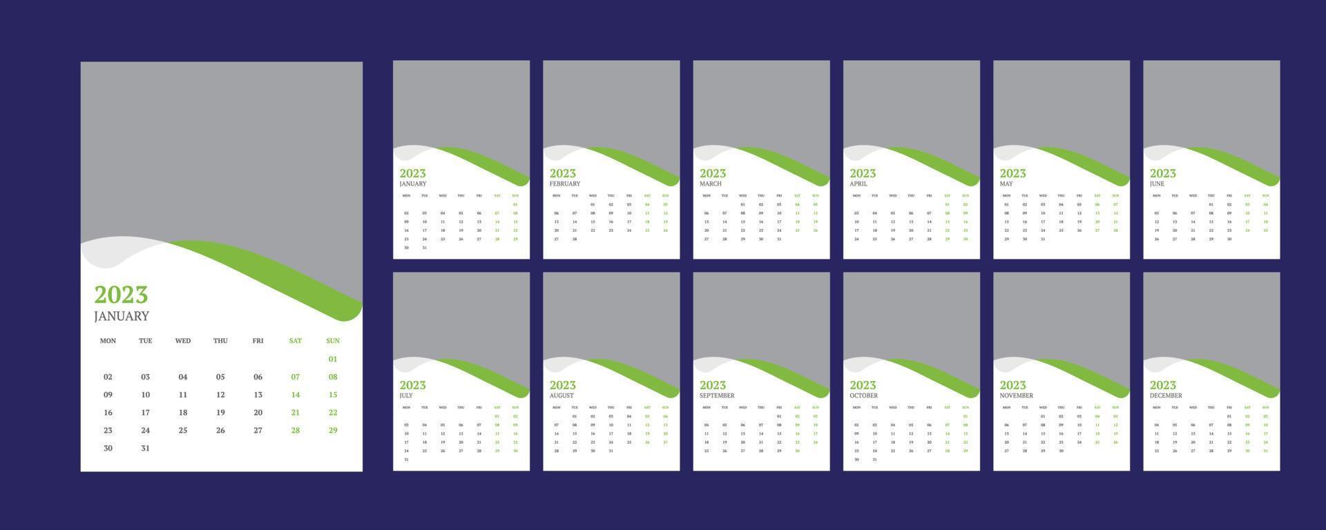 Wall Calendar 2023. vector