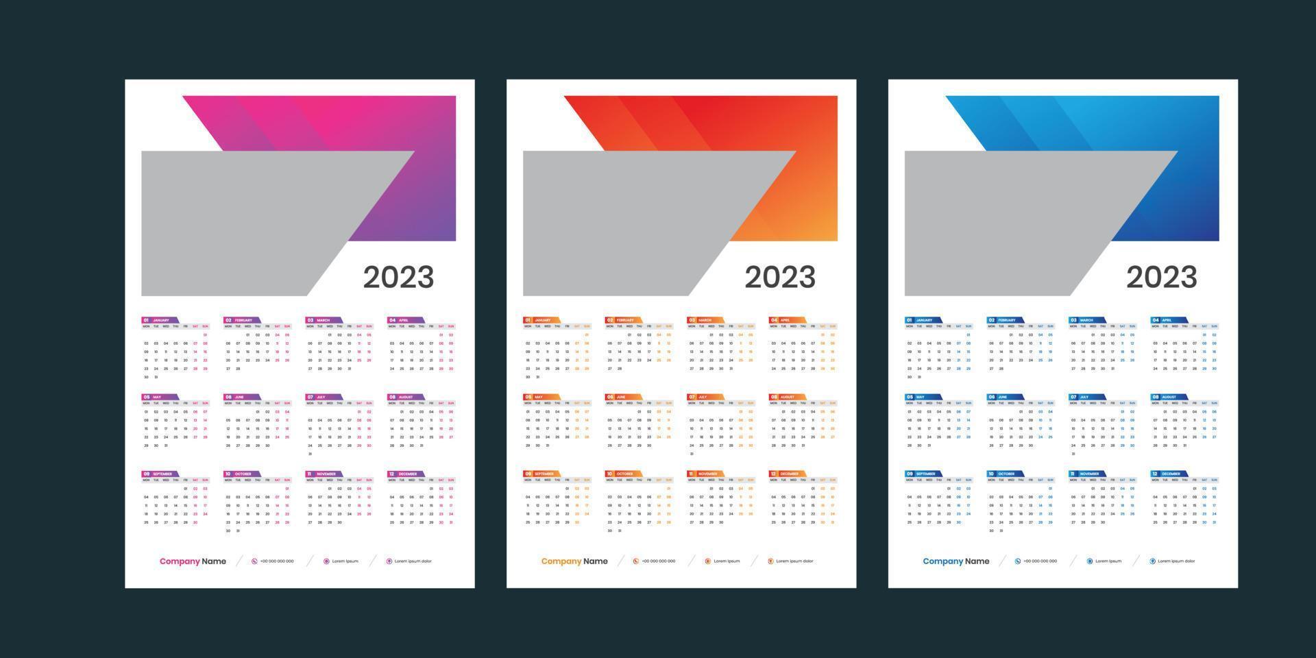 Wall Calendar 2023 vector