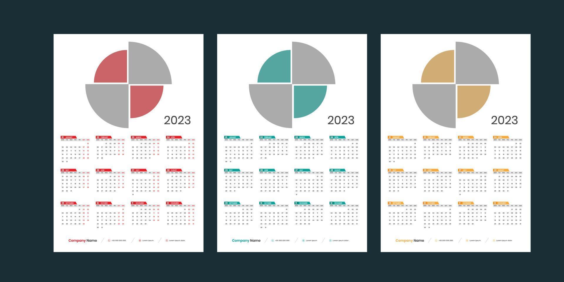 calendario de pared 2023 vector