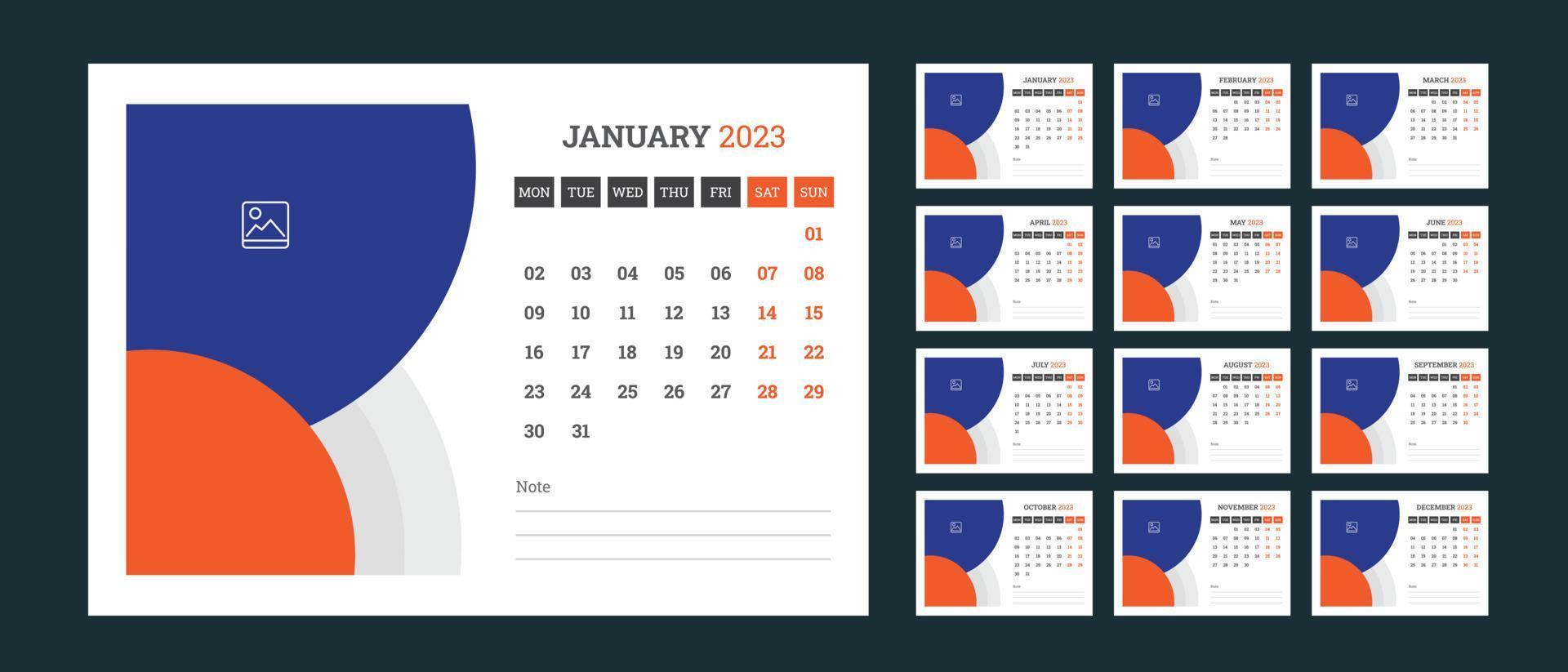 Desk Calendar Design 2023 13195411 Vector Art at Vecteezy