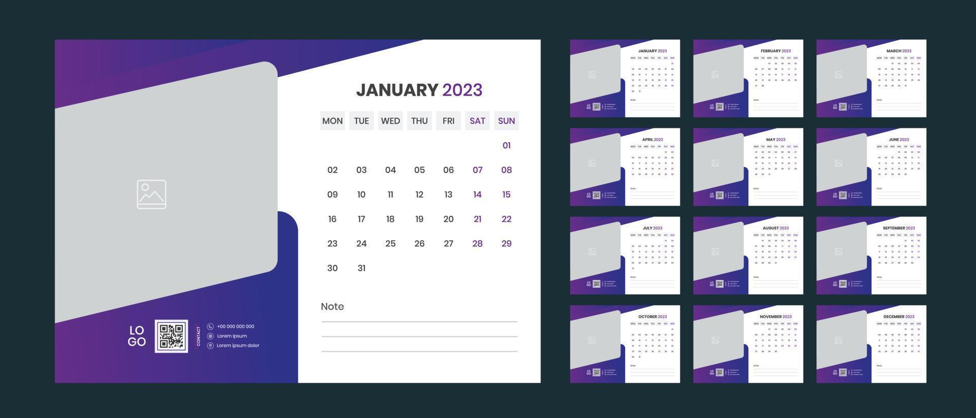 diseño de calendario de escritorio 2023 vector