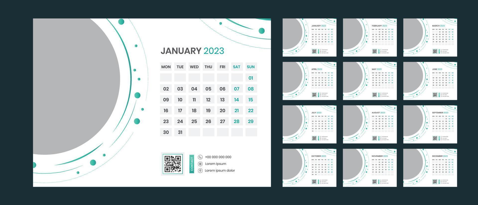 diseño de calendario de escritorio 2023 vector